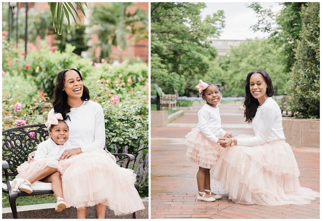 mother and daughter in park