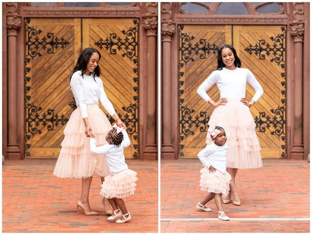 mother and daughter dancing