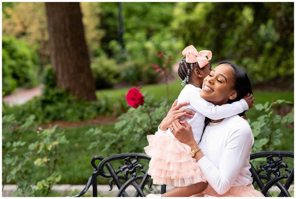 mother and daughter hugging