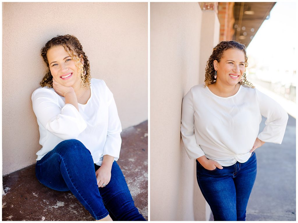 woman in white shirt and jeans