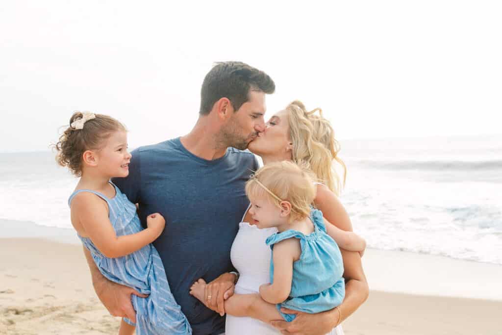 family on beach