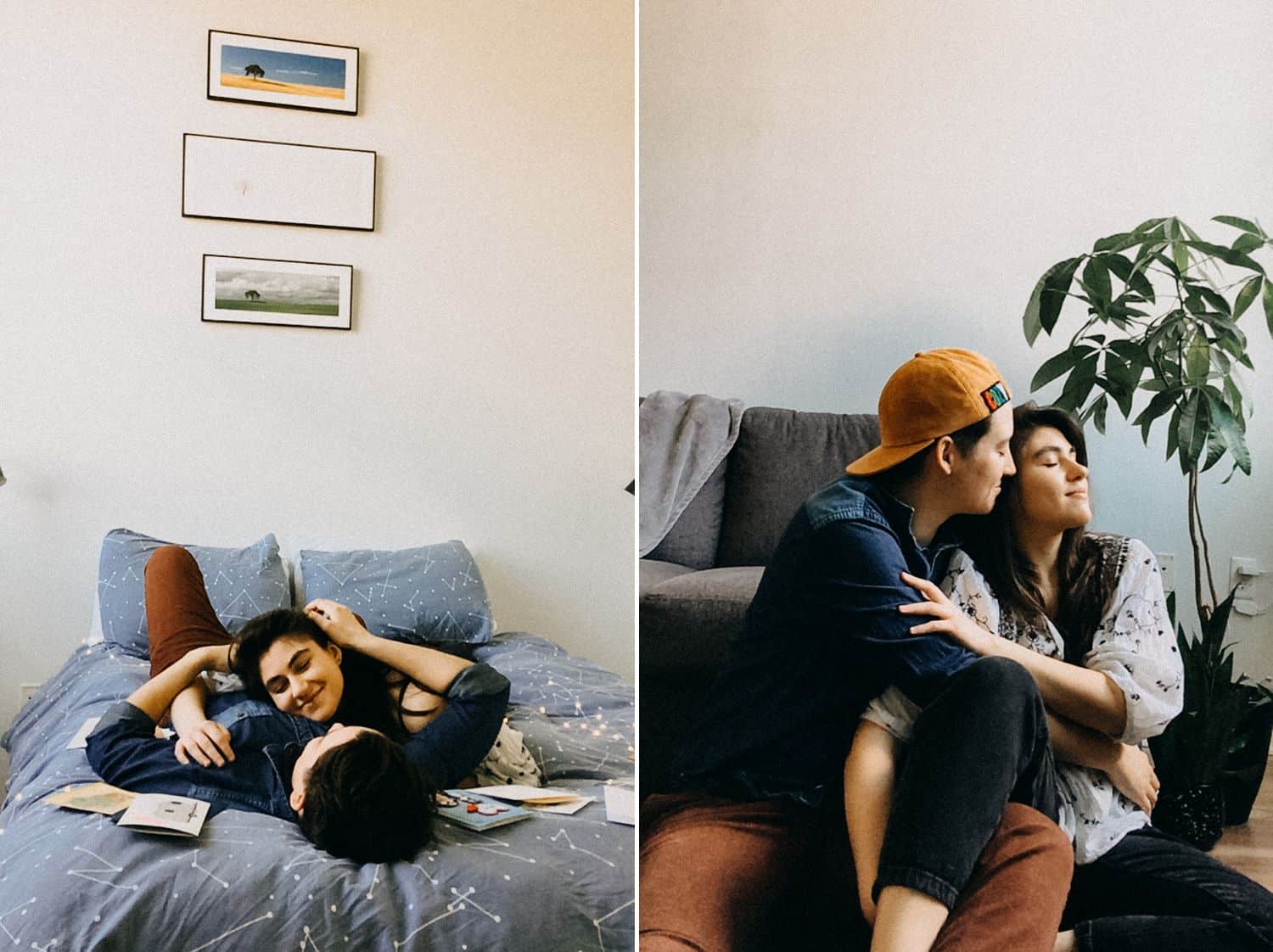 An LGBTQ couple embraces for a series of FaceTime photos shot by Barbara O. Photography