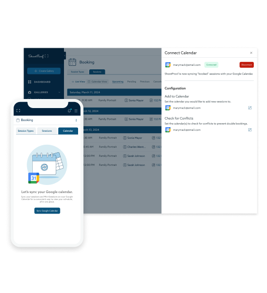 Google Calendar for ShootProof Booking