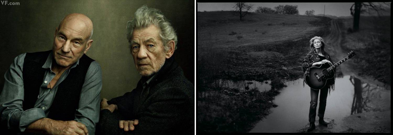 A series of two celebrity portraits photographed by Annie Leibovitz