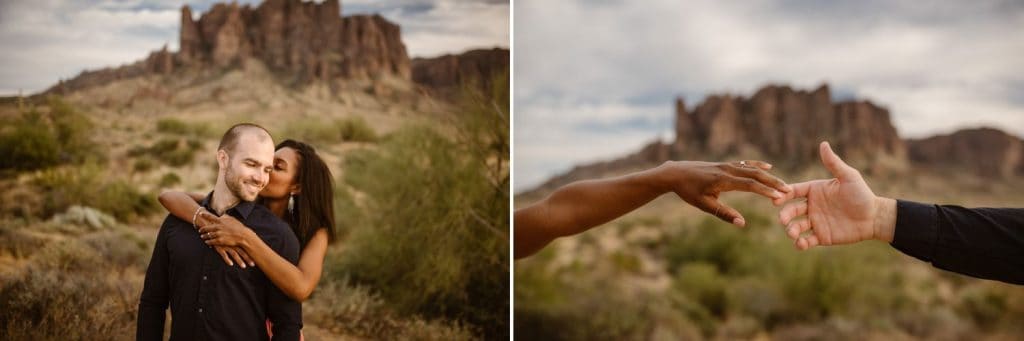 Portraits of a mixed-race couple in the desert