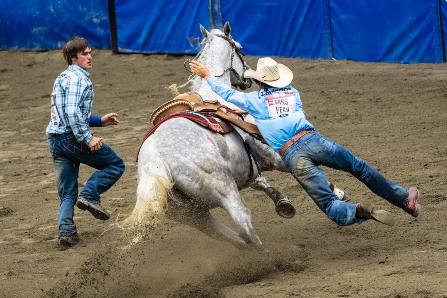 Two men in a rodeo event
