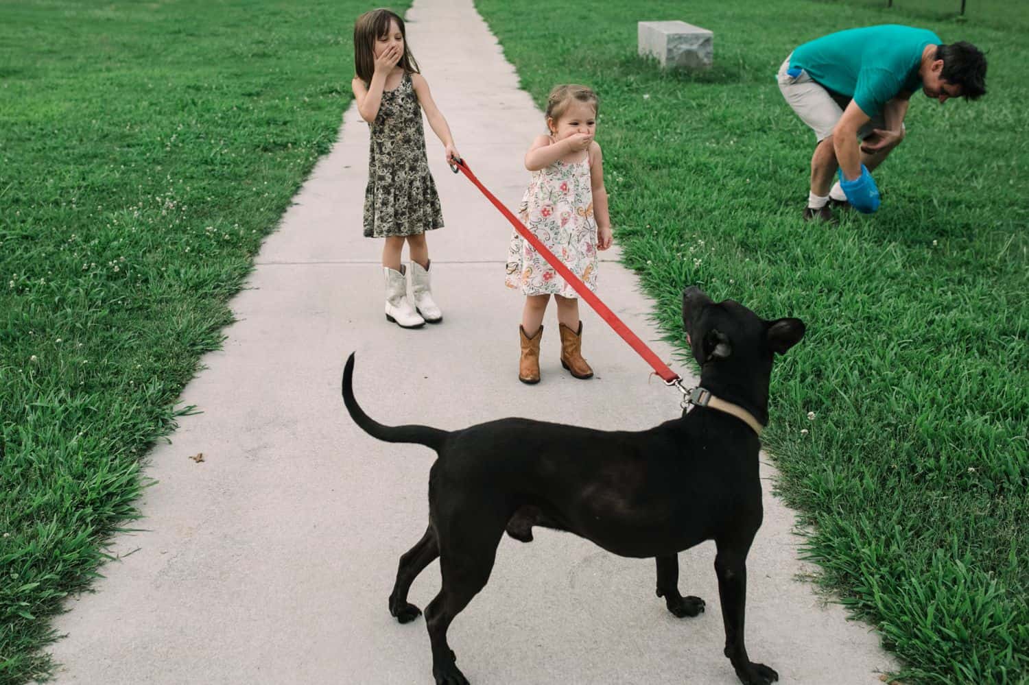 Fearless Family Photos All Have These 4 Ingredients: Lifestyle Photography - Walking the Dog Involves Picking Up Poo