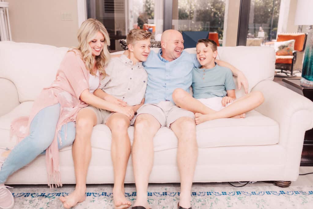 family on couch