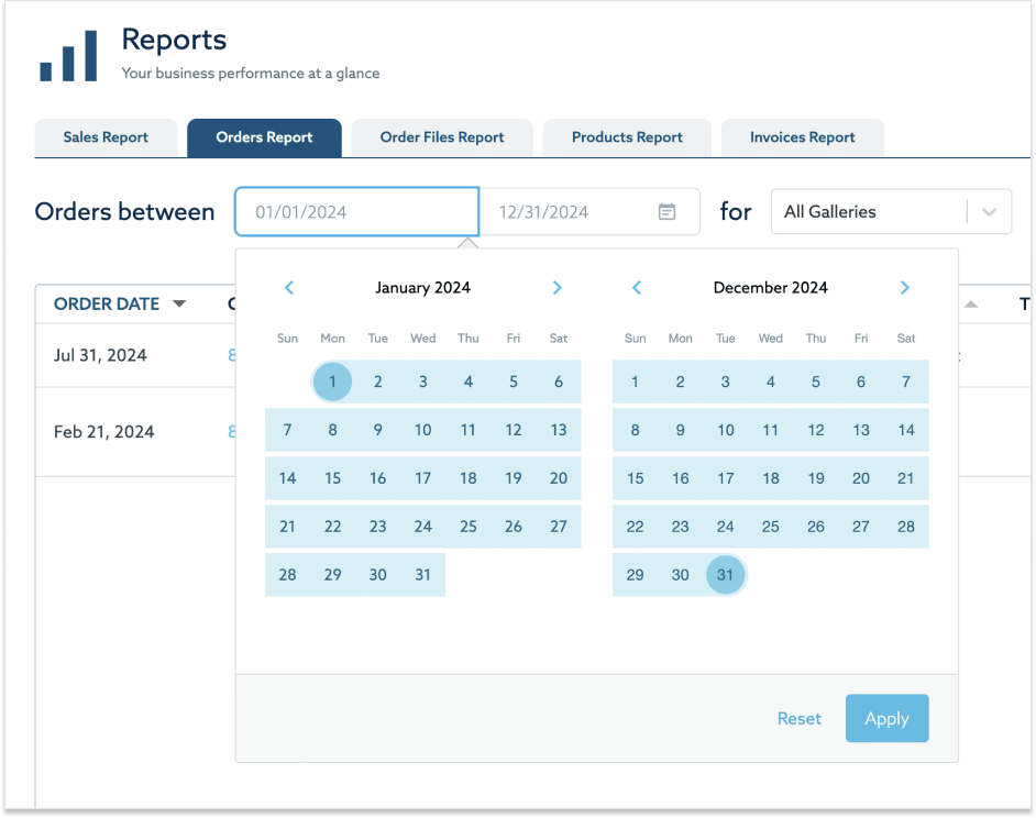 orders report date filtering 01162025