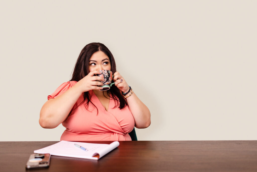 woman drinking coffee