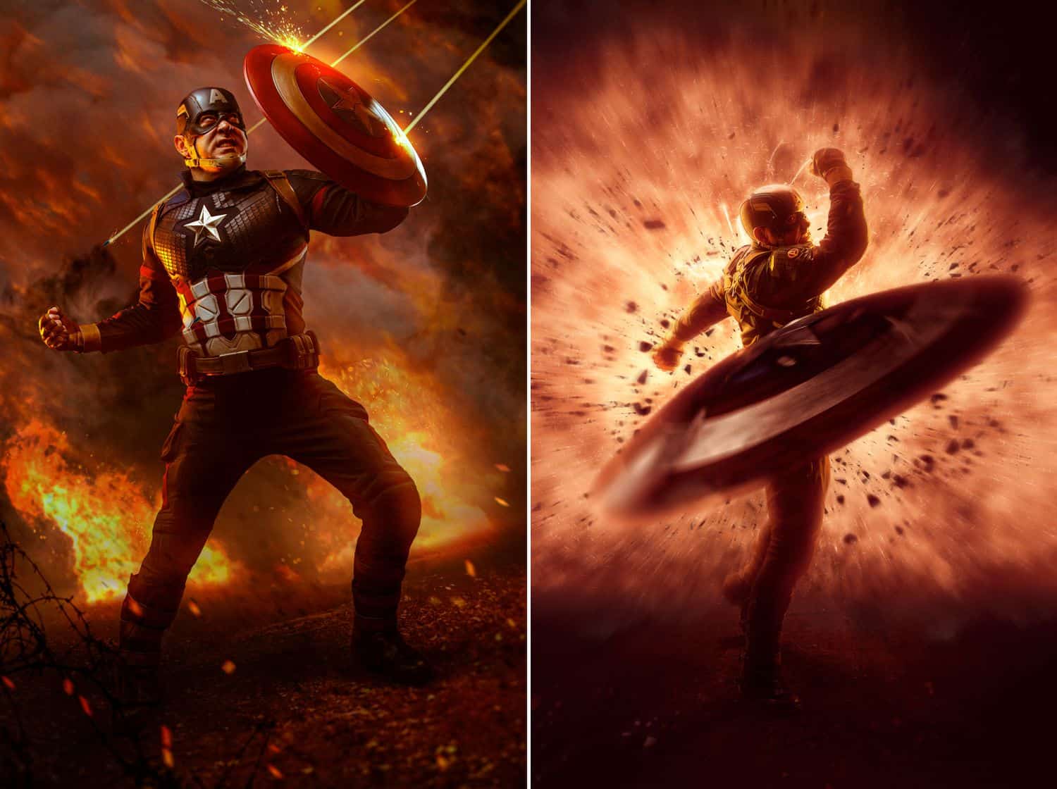 Freedom to create: Captain America cosplay with shield; digital art by Ryan Sims