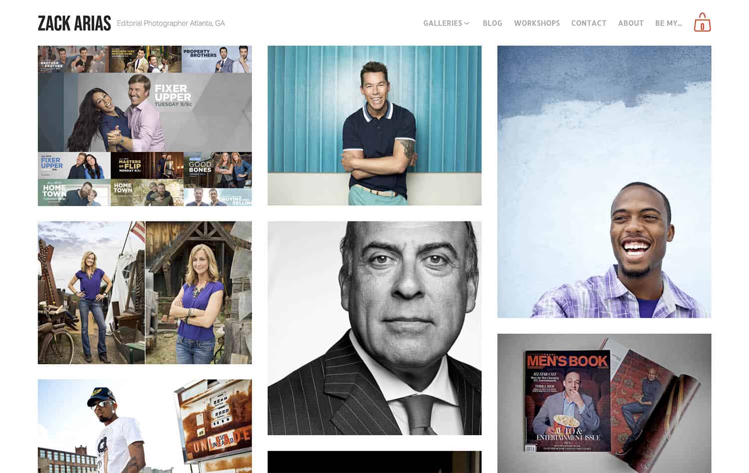 The Clients page on Zack Arias' website showcases a series of photographs he's made of corporate clients.